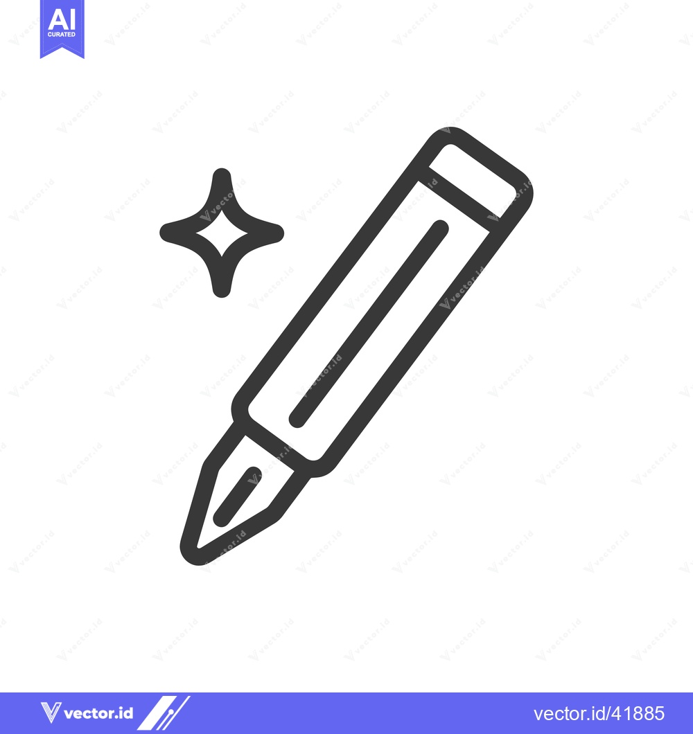 Premium Vector of Sleek Pen Icon with Sparkle, Minimalist Design on White