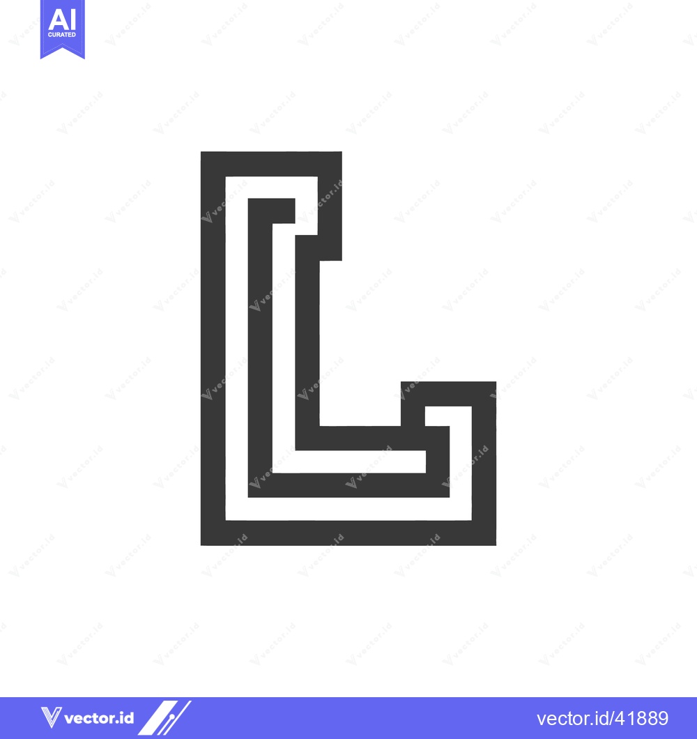 Premium Vector of Geometric "L" Letter Design: Modern, Minimalist, Maze-Like, Dark Gray