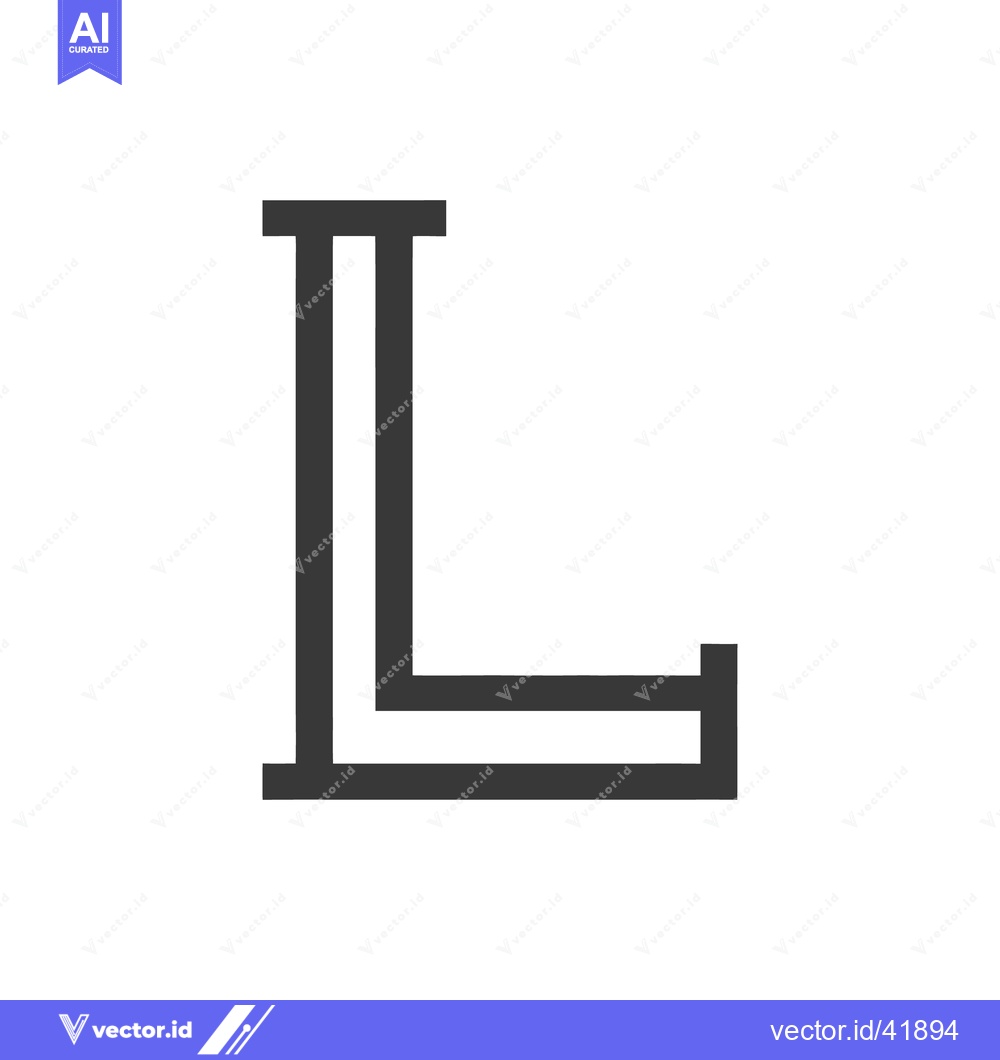 Premium Vector of Minimalist Letter L: Bold, Double-Lined Graphic Design on White Backgr