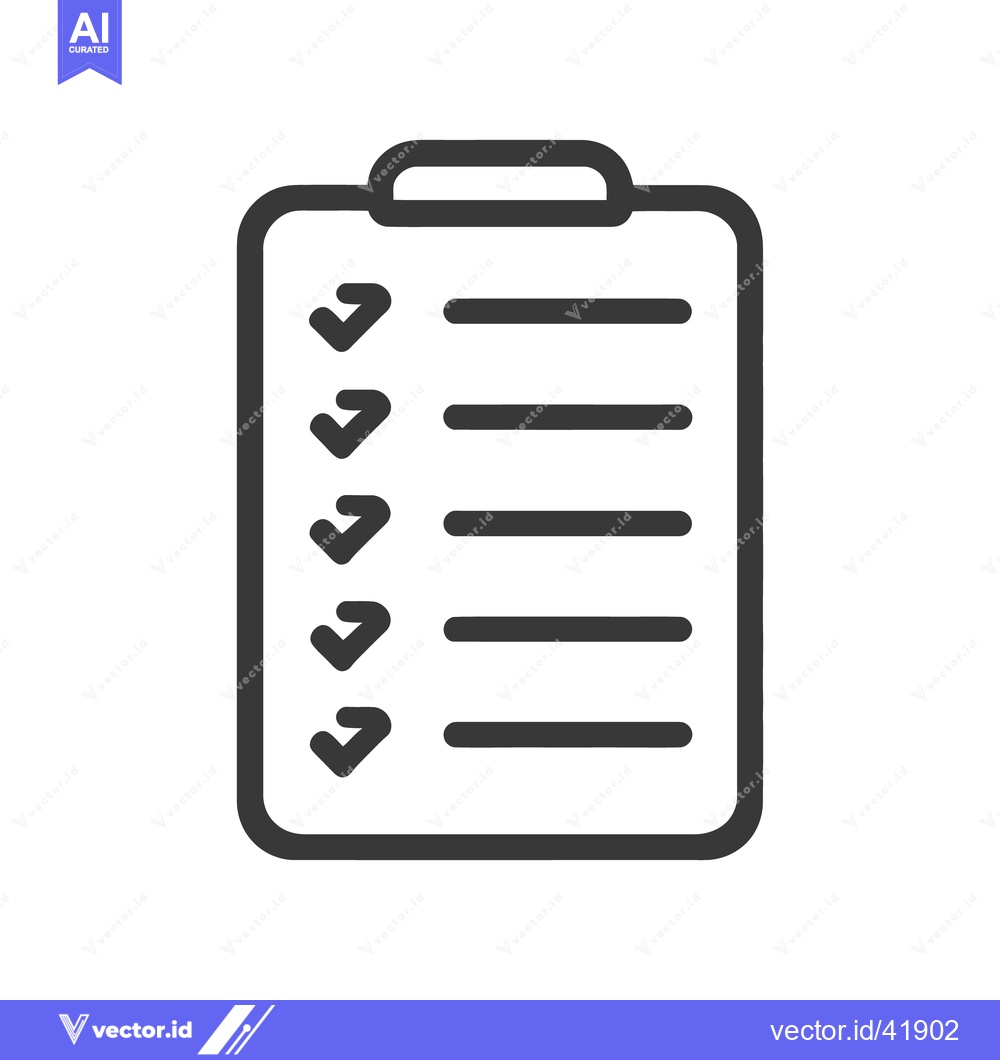Premium Vector of Minimalist Checklist Icon with Checkmarks and Lines on White Backgroun