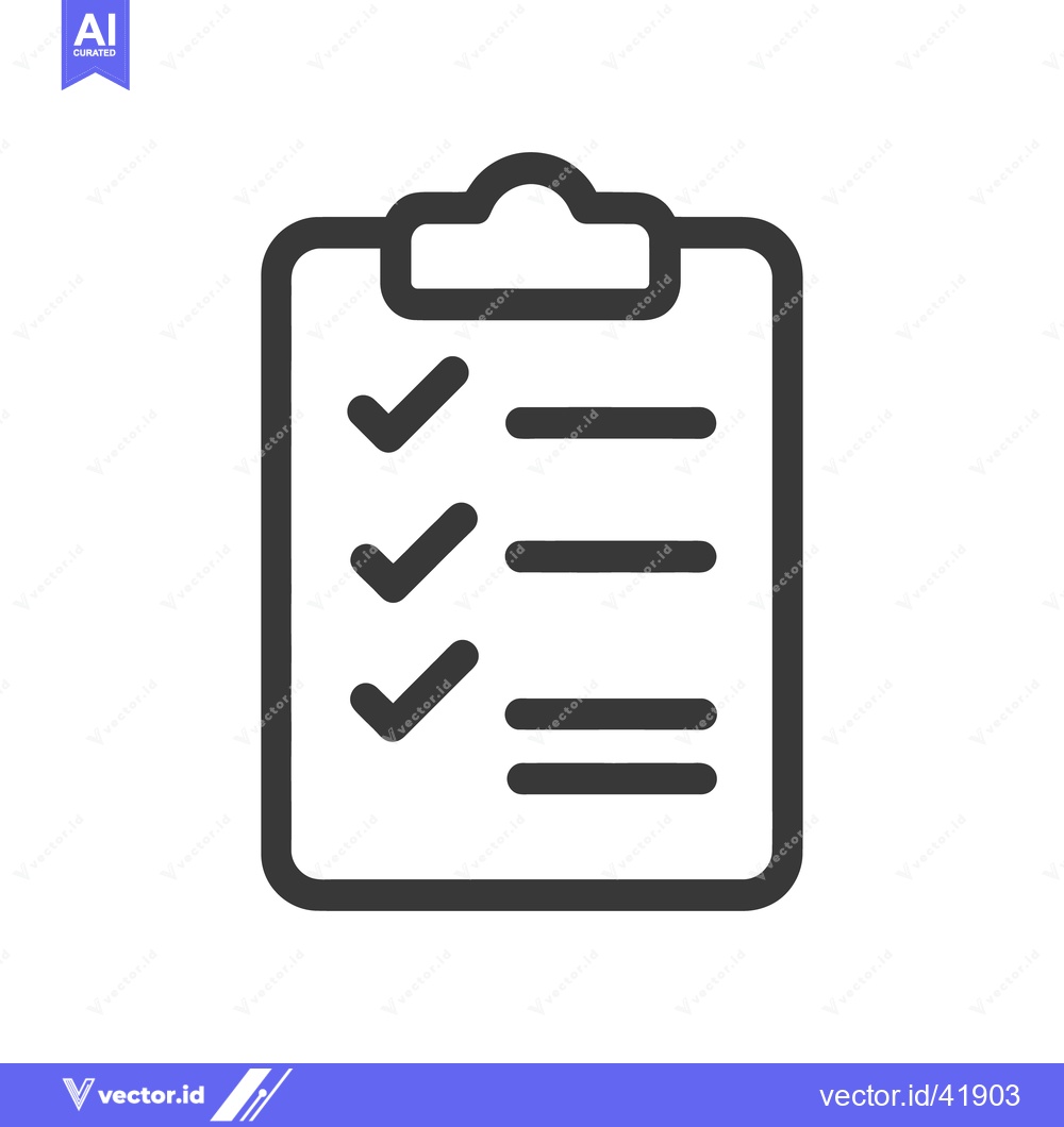 Premium Vector of Completed Checklist Icon: Dark Gray Clipboard with Checkmarks and Line