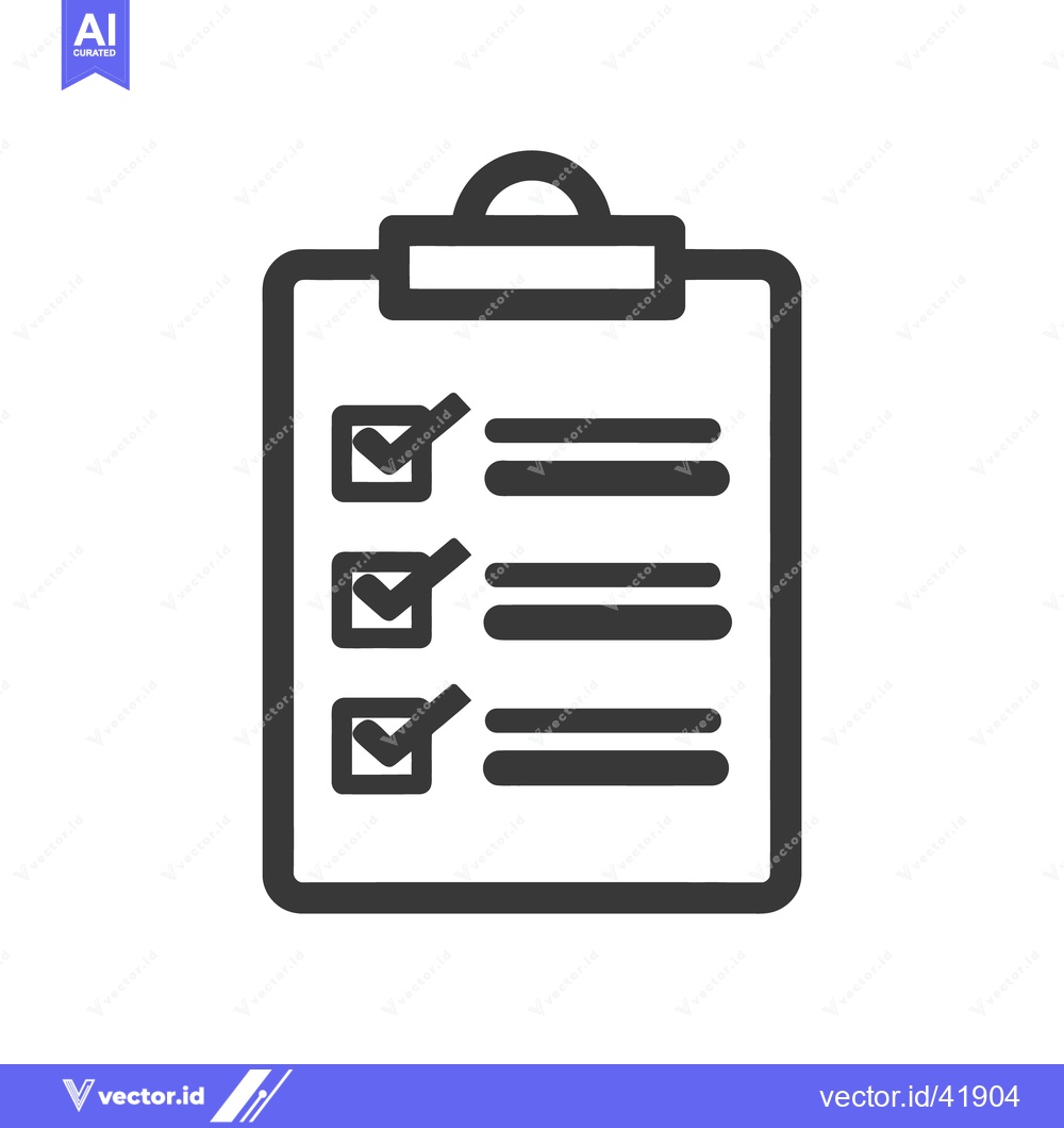 Premium Vector of Completed Checklist Icon: Dark Gray Clipboard with Three Ticked Boxes