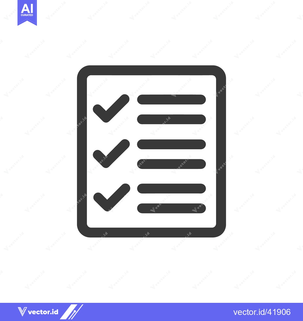 Premium Vector of Completed Checklist Icon with Checkmarks and Lines on White Background
