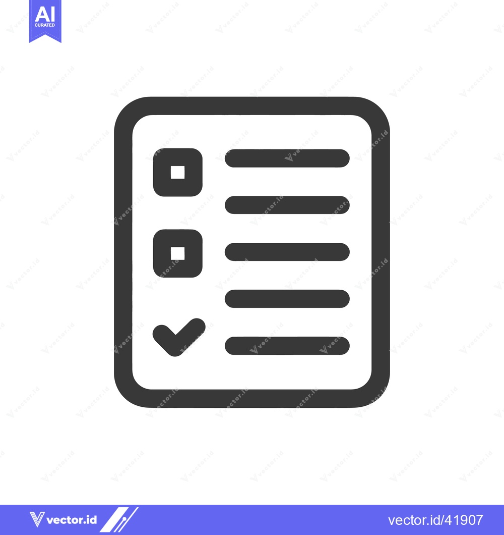 Premium Vector dari Completed Checklist Icon with Checkmark and Boxes, Dark Gray on White