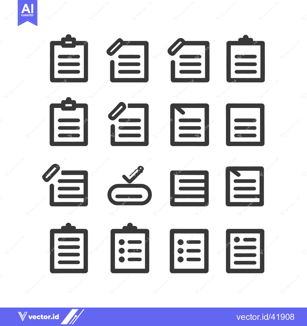 Premium Vector of Minimalist Clipboard Icon Set: Documents, Lists, and Approval Symbols
