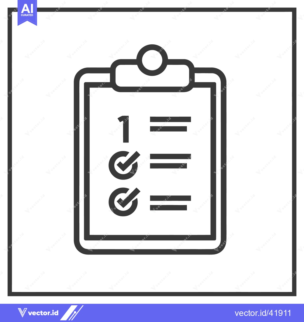 Premium Vector dari Minimalist Clipboard Icon with Checkmarks and Number One in Dark Gray