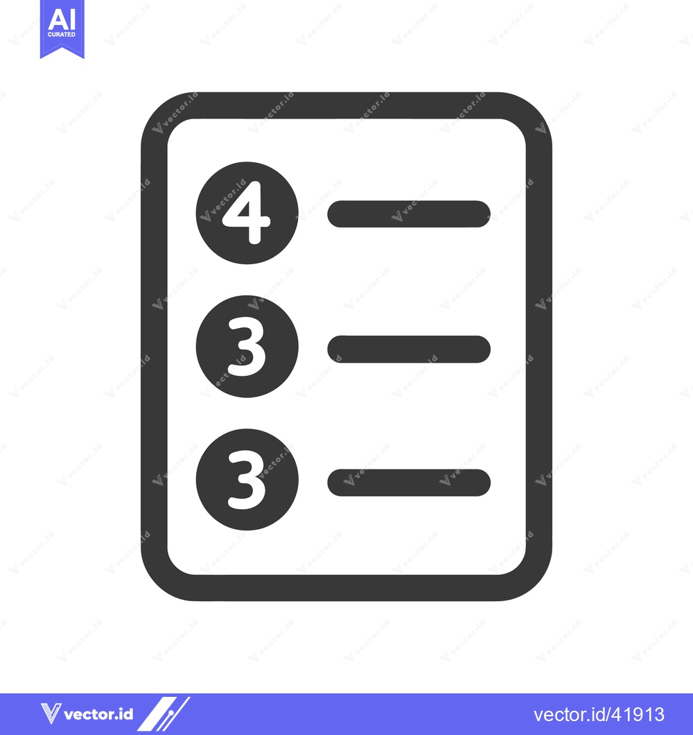 Premium Vector of Simple Dark Grey List Icon with Numbers and Lines