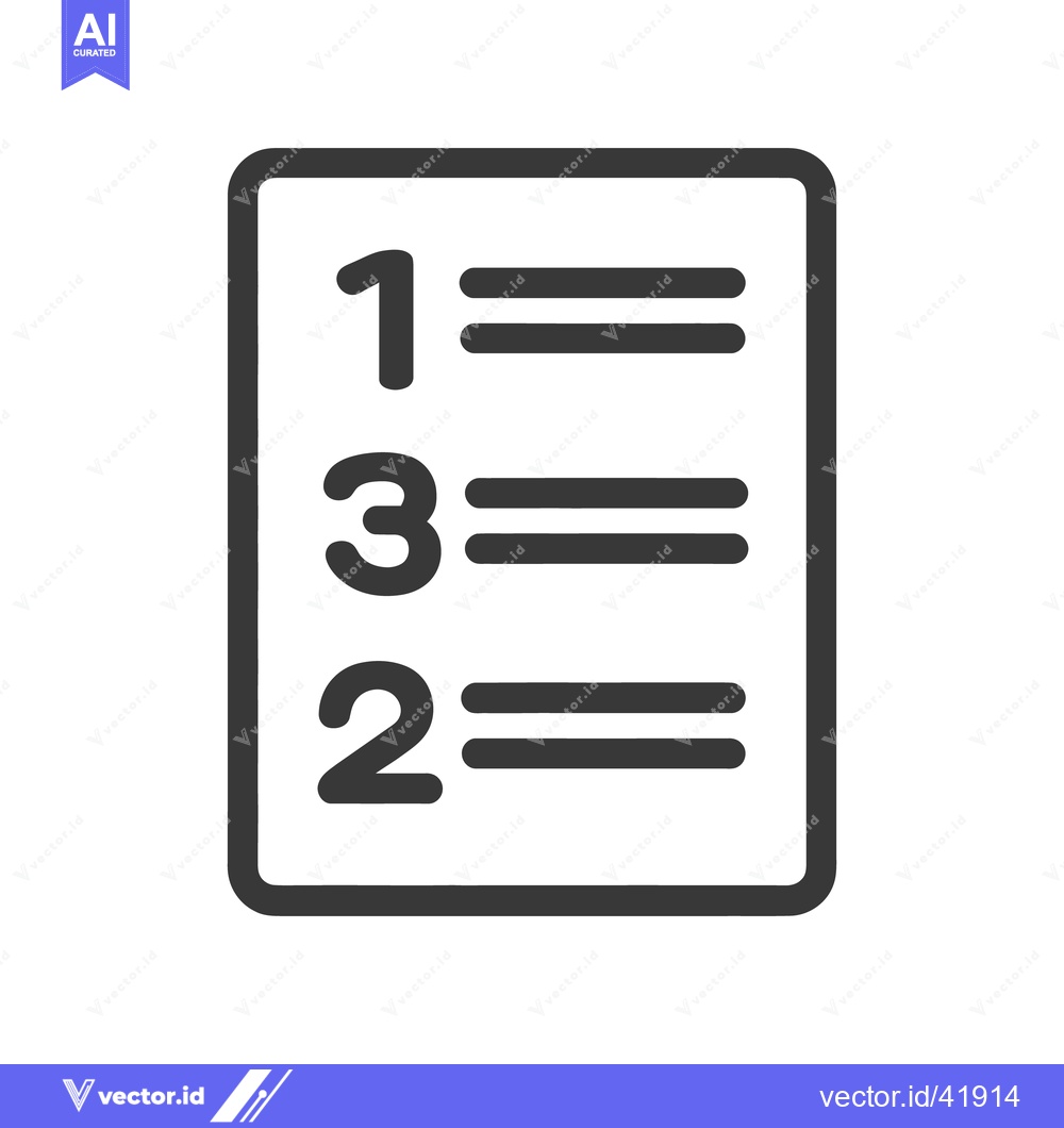 Premium Vector of Prioritized List Icon: Numbered Items in Rectangular Frame, Dark Gray