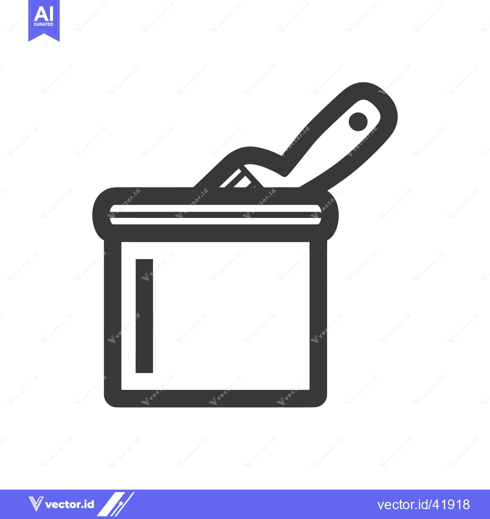 Premium Vector of Paint Bucket and Brush Icon: Bold Outline, Minimalist Design, Art Supp