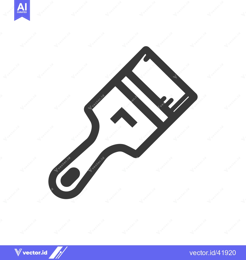 Premium Vector dari Minimalist Paintbrush Icon: Bold Outline on White Background