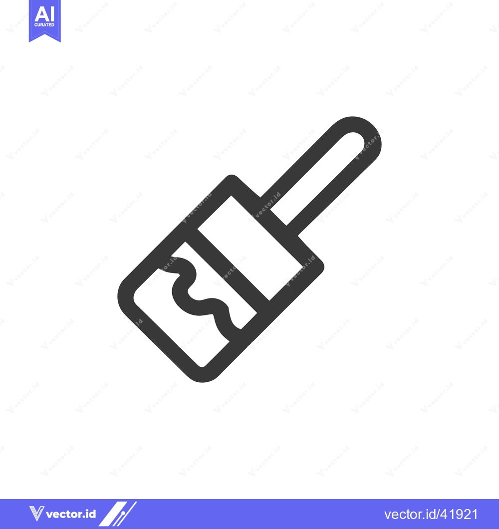 Premium Vector dari Paintbrush Icon: Minimalist Design with Paint Detail, Black Outline