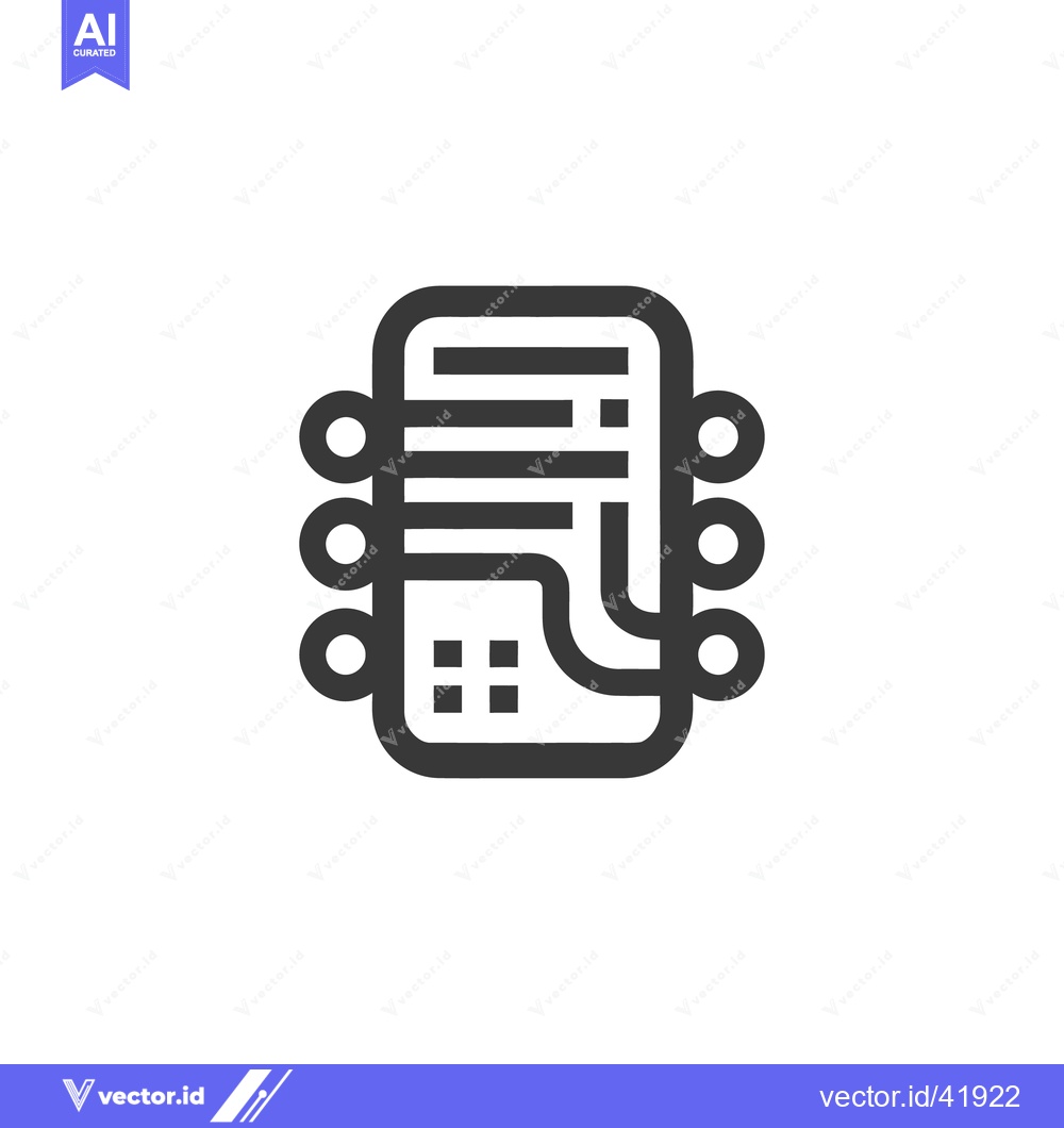 Premium Vector dari Minimalist Circuit Board Icon with Rounded Edges and Circular Connecto