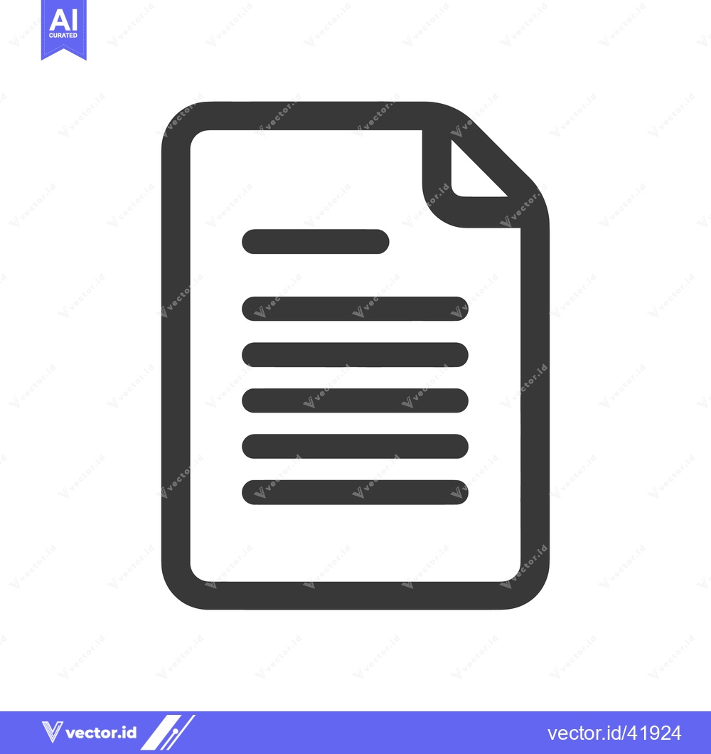 Premium Vector dari Minimalist Document Icon: Curled Corner, Text Lines, Bold Outline
