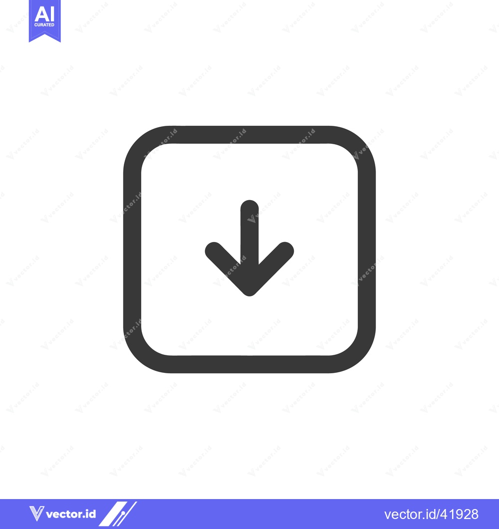 Premium Vector dari Download Icon: Simple Arrow in Rounded Square Frame, Minimalist Design