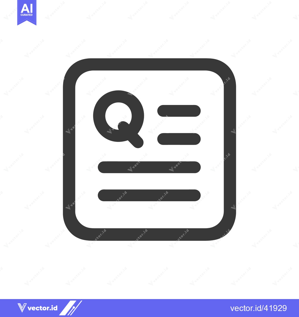 Premium Vector dari Rounded Square Icon with Letter Q and Lines, Dark Gray on White Backgr