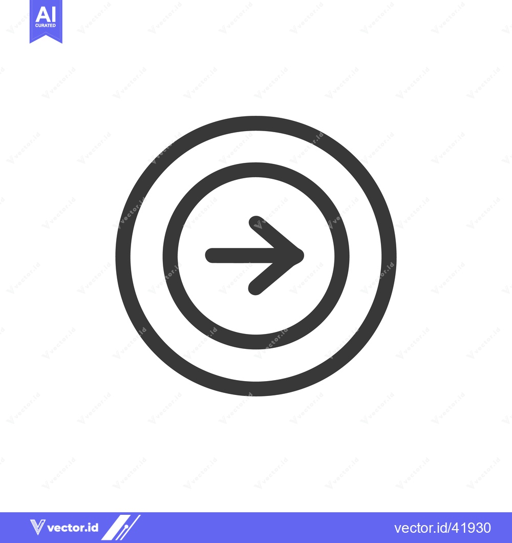 Premium Vector dari Minimalist Right Arrow Icon in Double Circle, Clean Design on White Ba