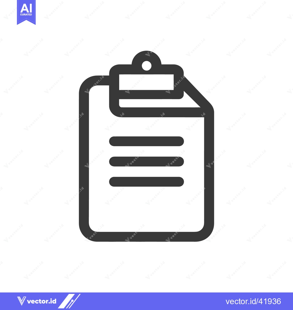 Premium Vector dari Minimalist Clipboard Icon: Black Outline on White Background, Simple D