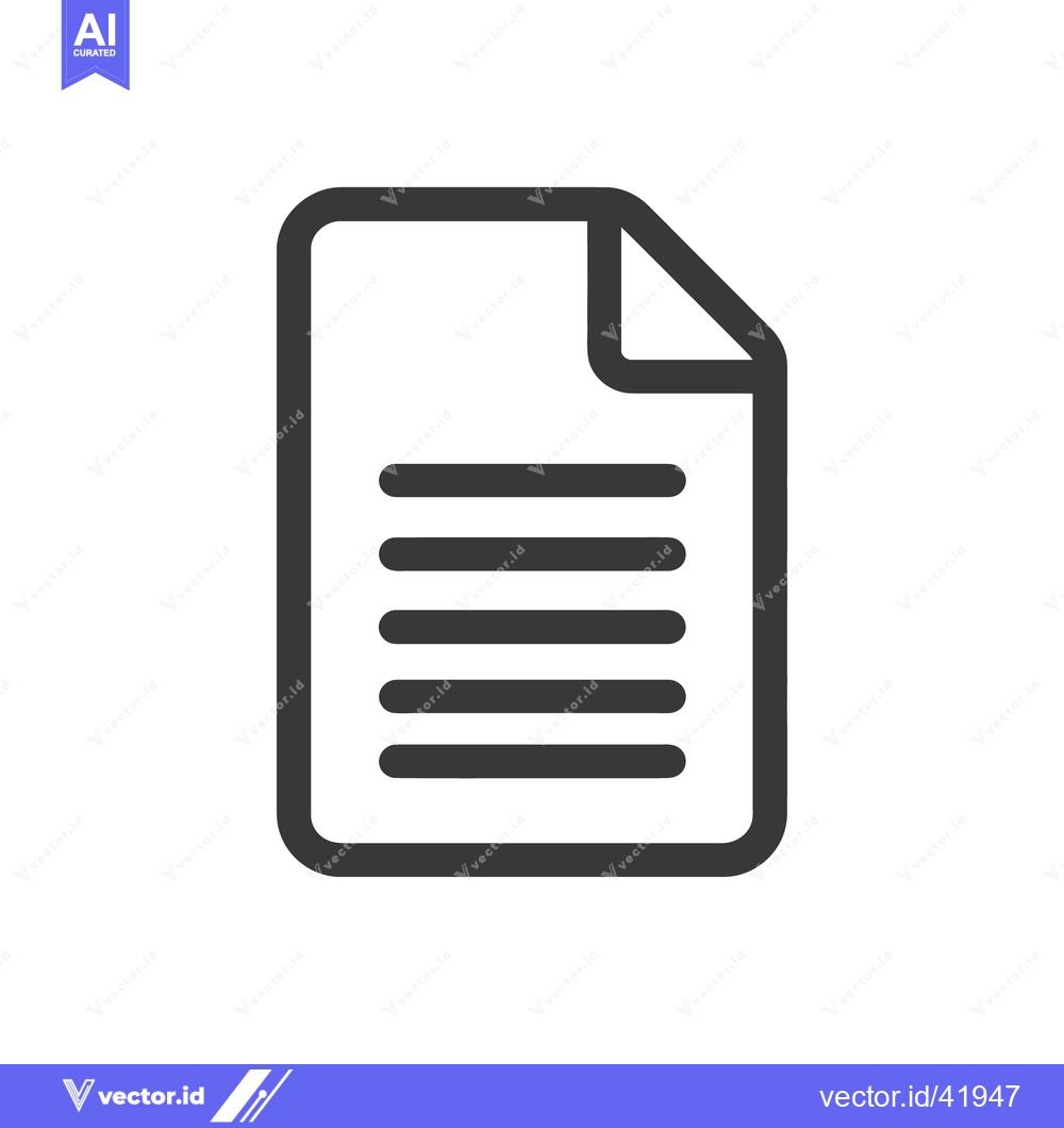 Premium Vector dari Simple Black and White Document Icon with Rounded Corners and Lines