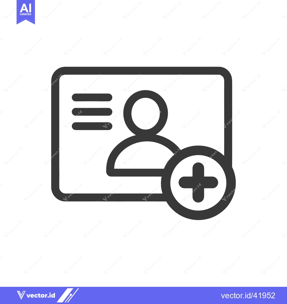 Premium Vector of Add New User Icon: Profile Card with Plus Sign Symbol