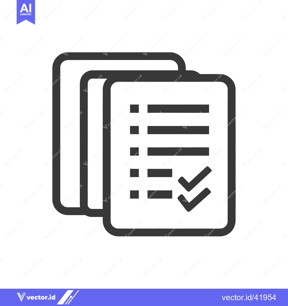 Premium Vector dari Completed Checklist Icon: Stacked Documents with Checkmarks, Dark Gray