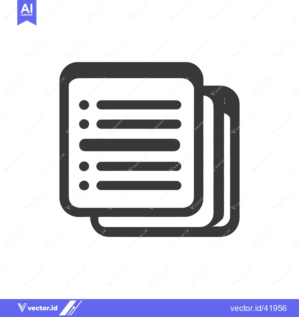 Premium Vector of Stacked Documents Icon with List and Rounded Corners in Dark Gray