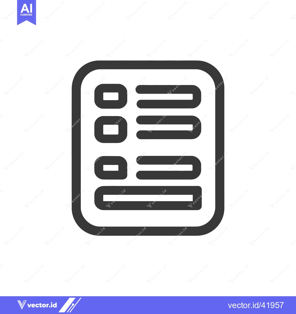 Premium Vector dari Minimalist Checklist Icon: Rounded Rectangle with Checkboxes and Lines