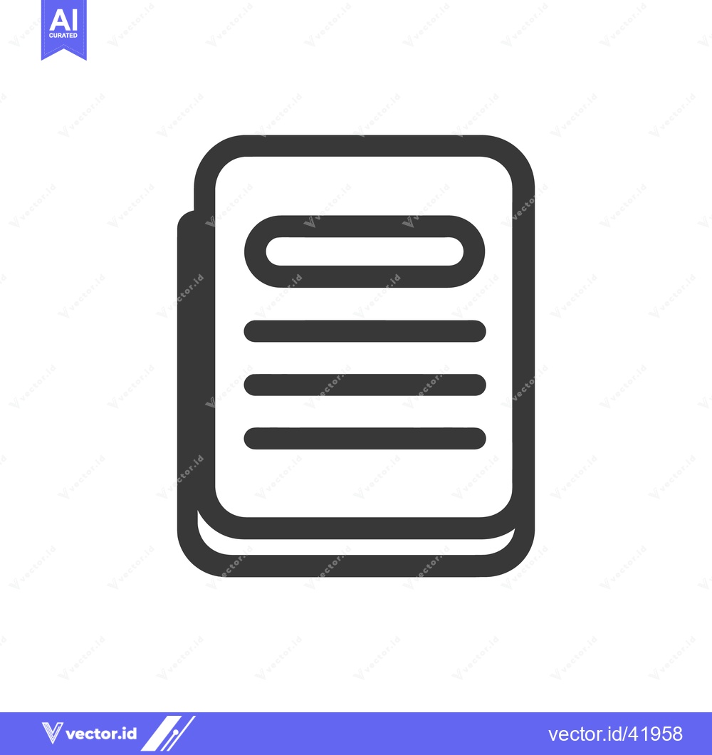 Premium Vector of Simple Black and White Document Icon with Rounded Lines and Text