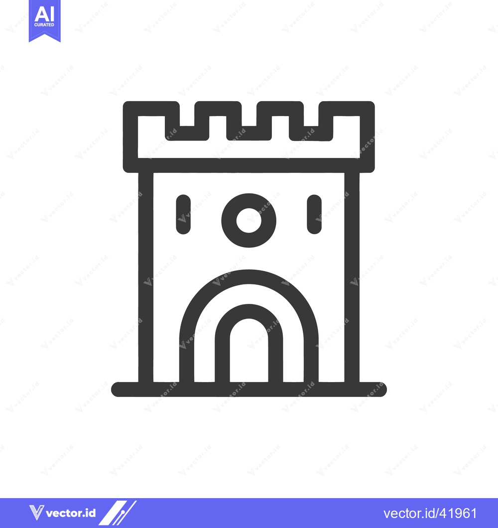 Premium Vector dari Minimalist Castle Tower Icon: Fortress Symbol in Bold Outline