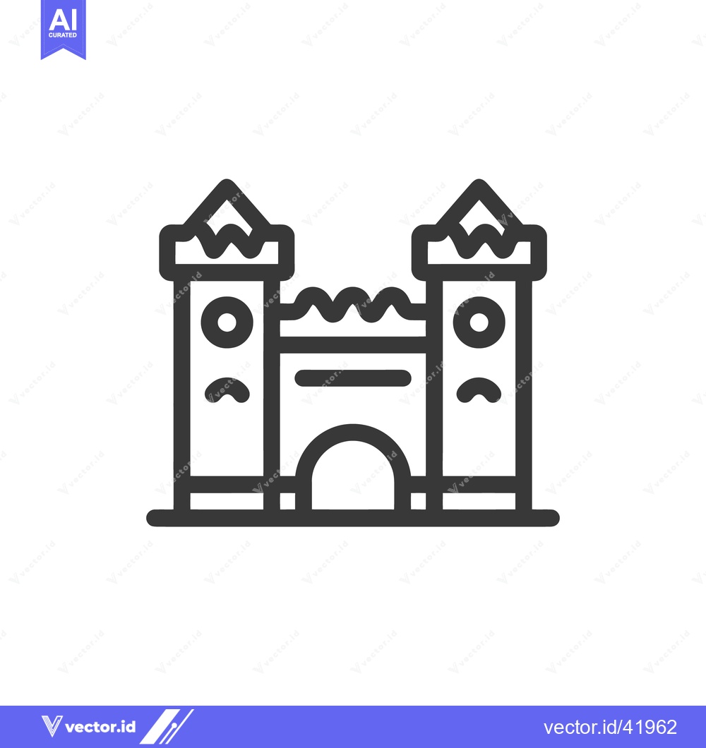 Premium Vector of Minimalist Castle Icon: Simple Line Art of Medieval Fortress