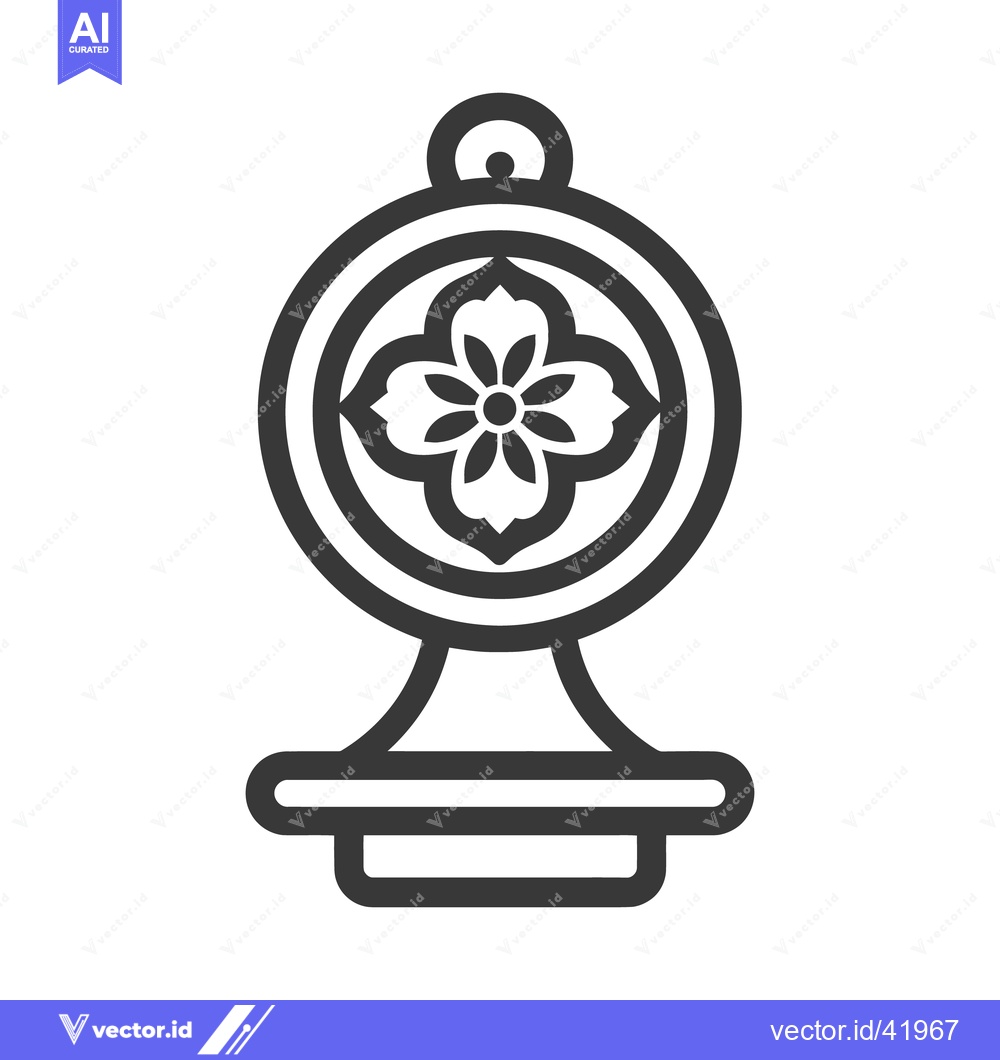 Premium Vector dari A circular ornament with a floral design and a decorative stand