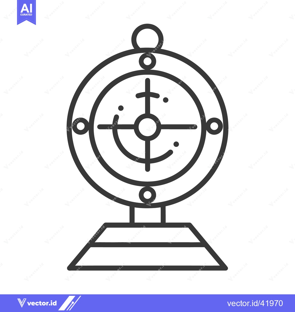 Premium Vector dari An illustrated compass device with circle target and base stand