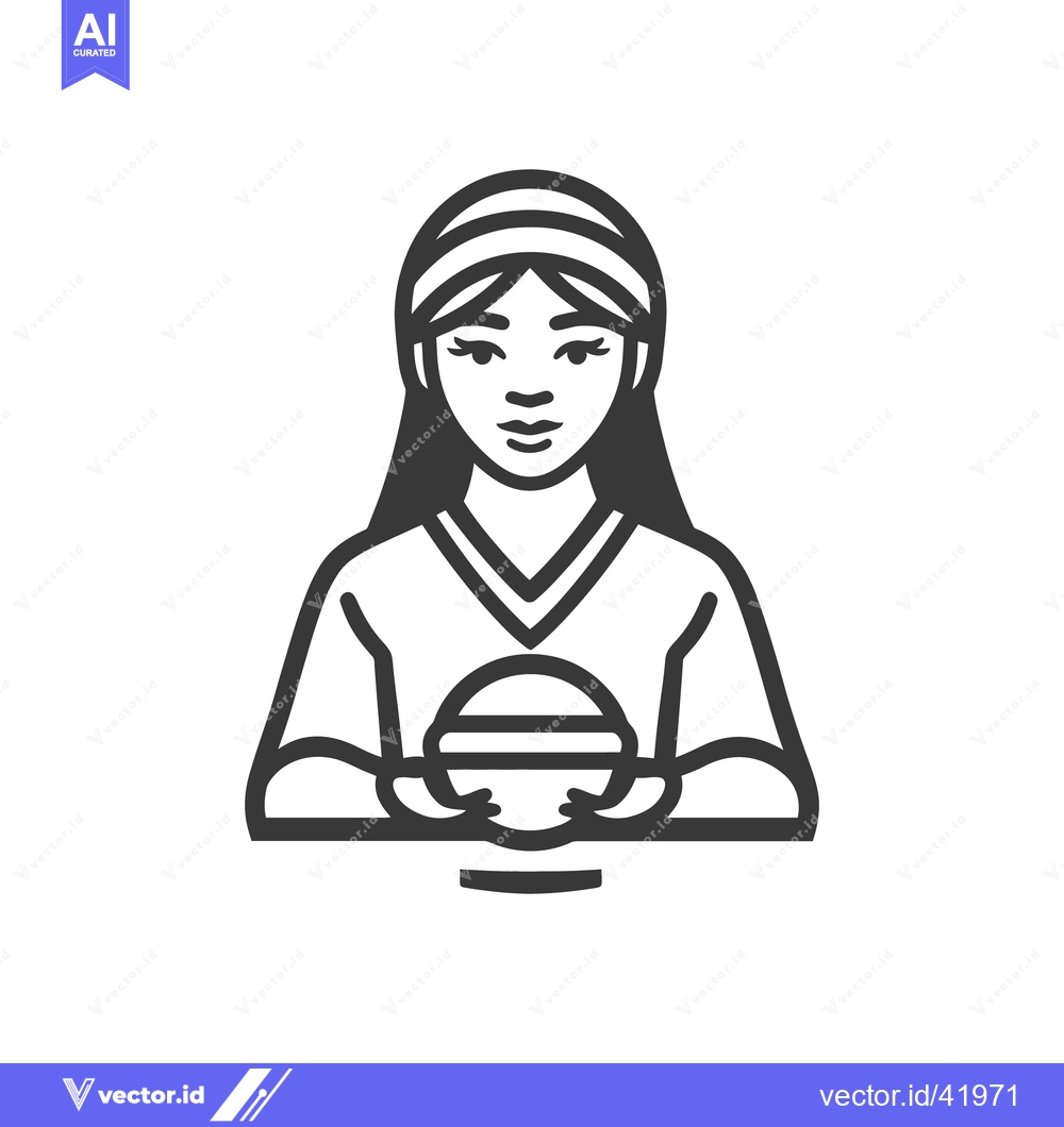 Premium Vector of Woman holding a spherical object with hands outlined in bold black