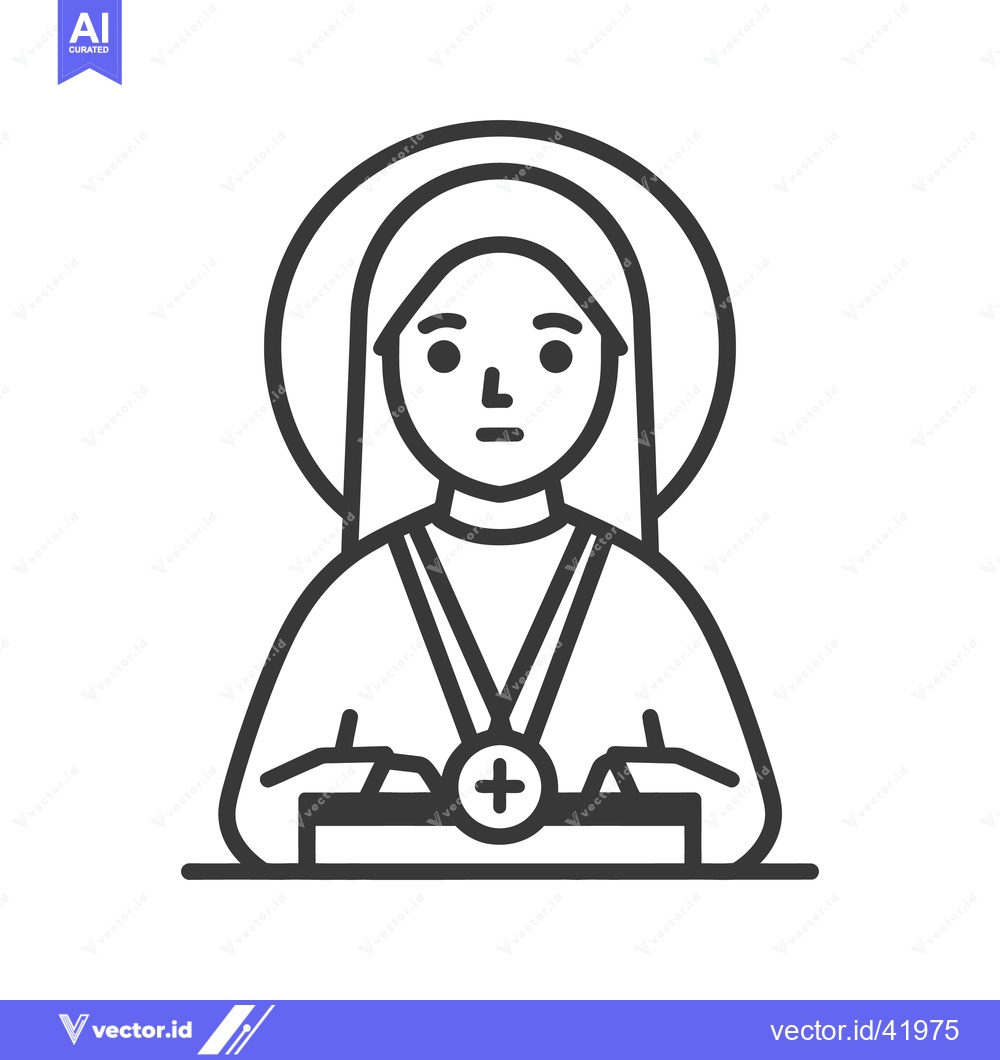 Premium Vector of A simple black line illustration of a religious female figure