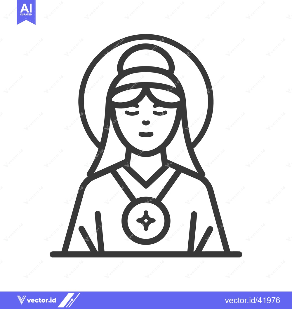 Premium Vector dari A stylized female figure with a halo and contemplative expression