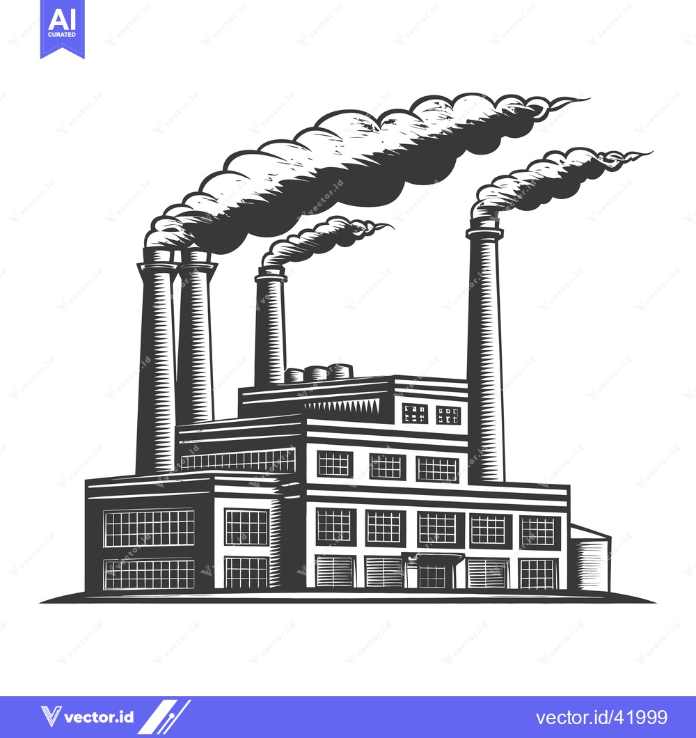 Premium Vector dari Industrial Factory Building With Smoke Stacks