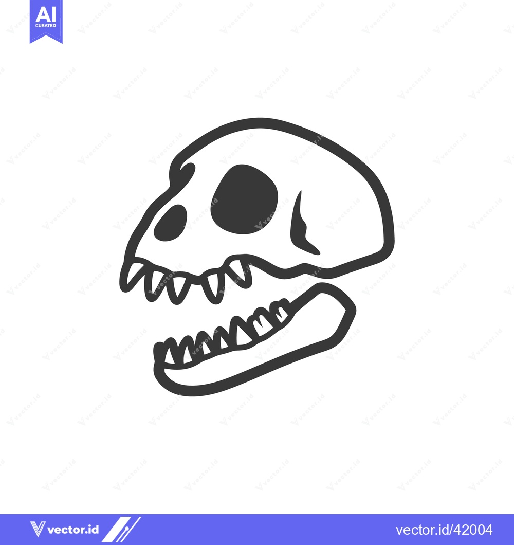 Premium Vector dari A black and white illustration depicts an animal skull profile