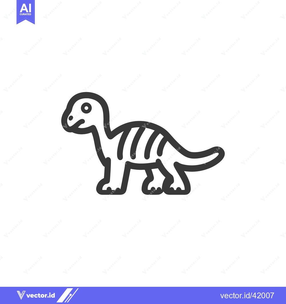 Premium Vector dari A simple black line drawing of a dinosaur on white background