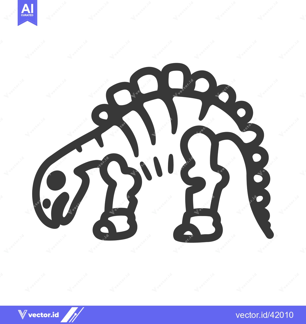 Premium Vector dari An illustrated skeleton drawing of a dinosaur in a line art style