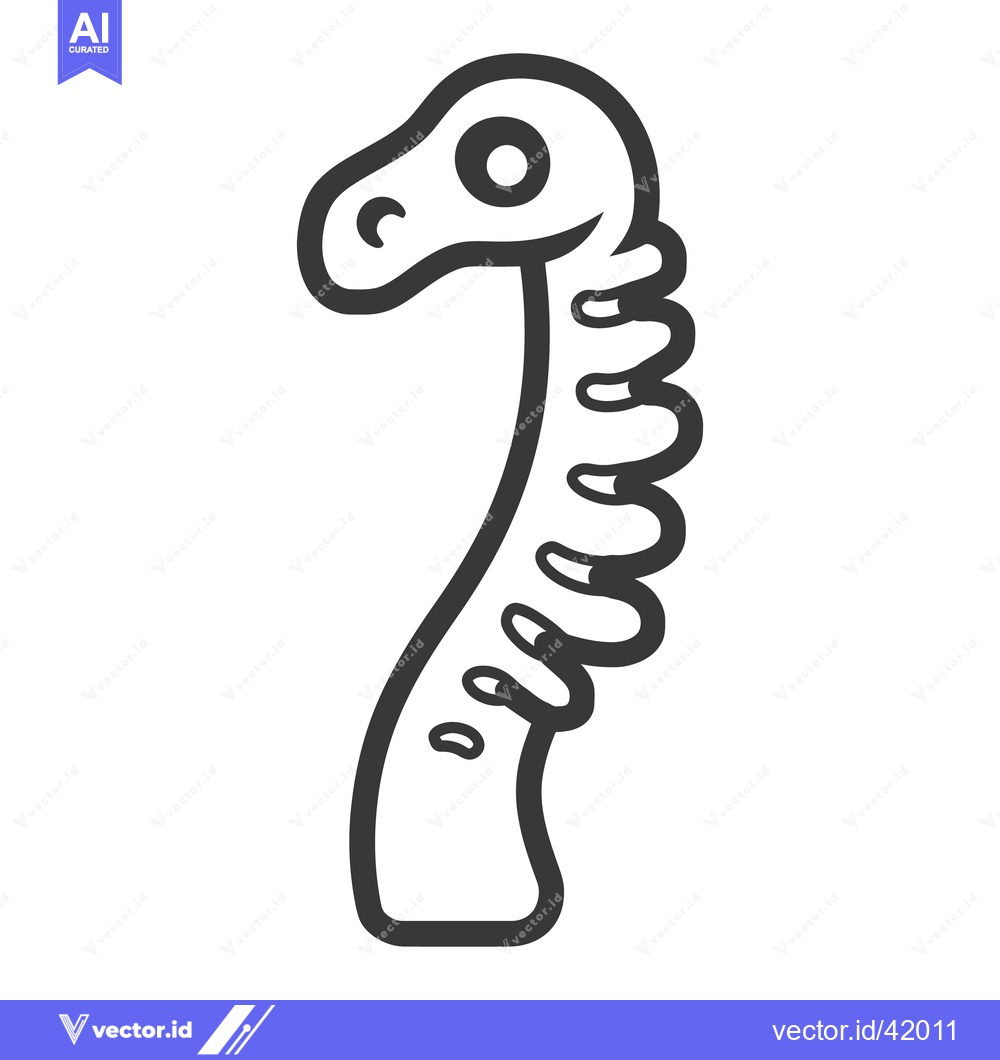 Premium Vector of Cartoon depiction of a long necked dinosaur with its head shown
