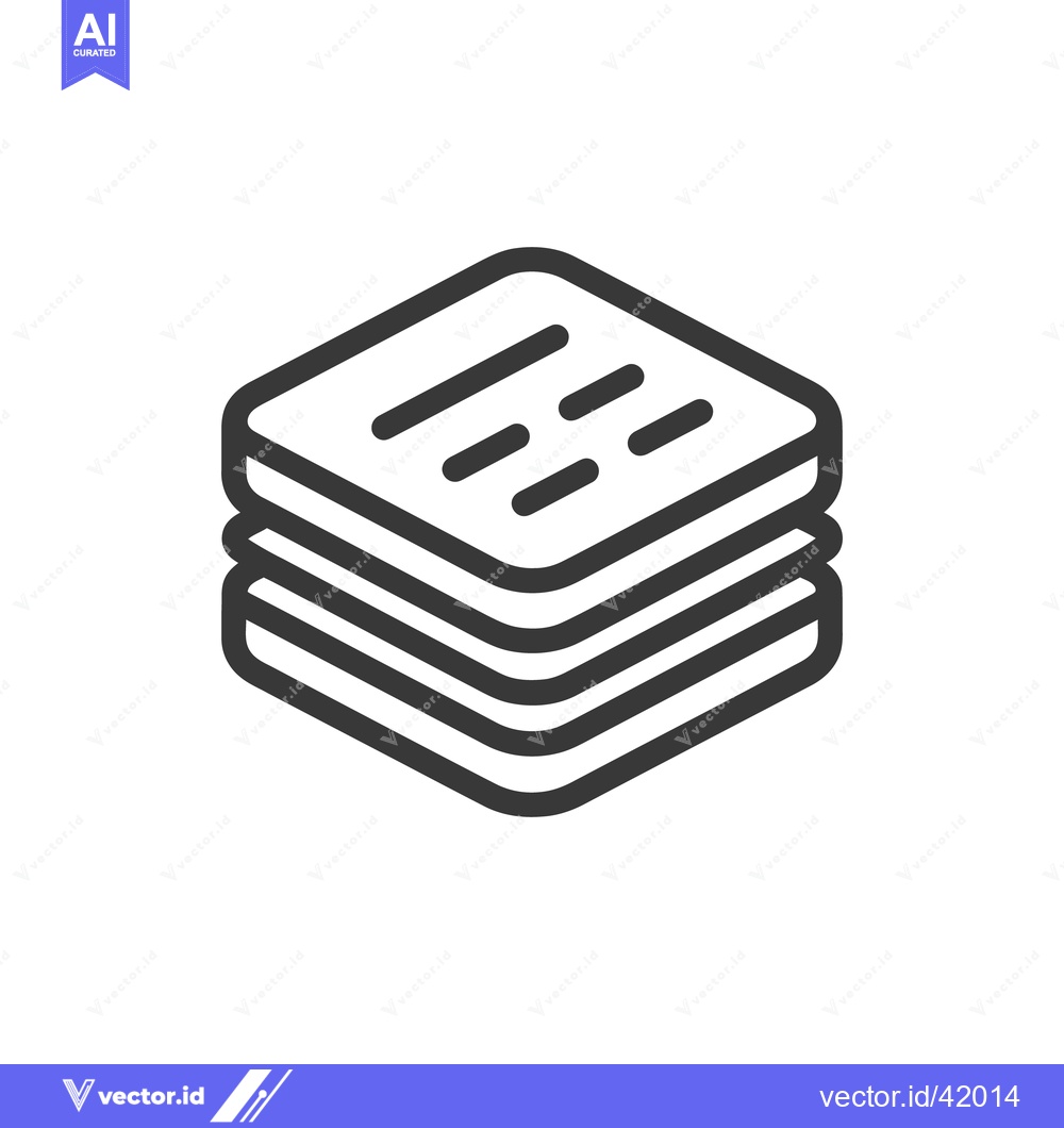 Premium Vector of Stacked Document Icon: Isometric Outline Style for Interface Design