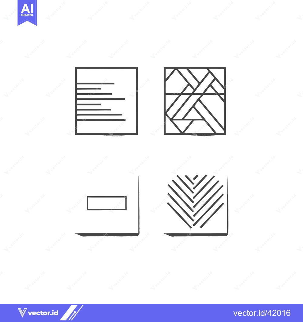 Premium Vector dari Four Abstract Geometric Shapes with Black Lines