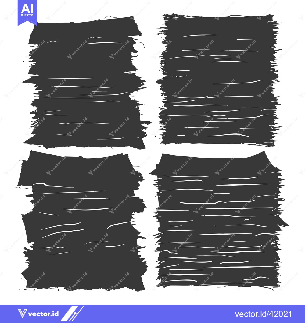 Premium Vector of Four Black and White Abstract Shapes with Horizontal Brush Strokes