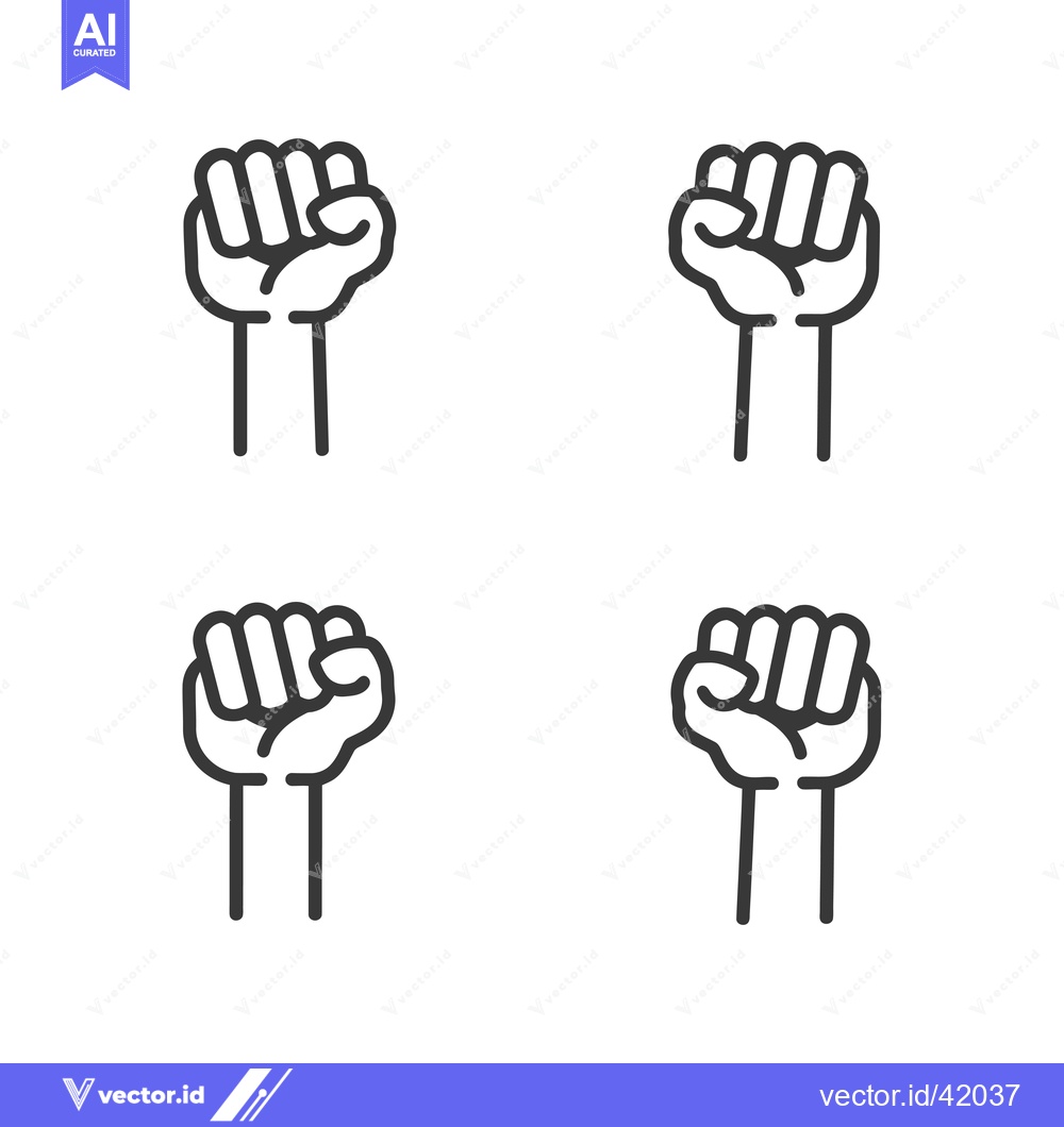 Premium Vector dari Four Black and White Line Drawings of Closed Fists
