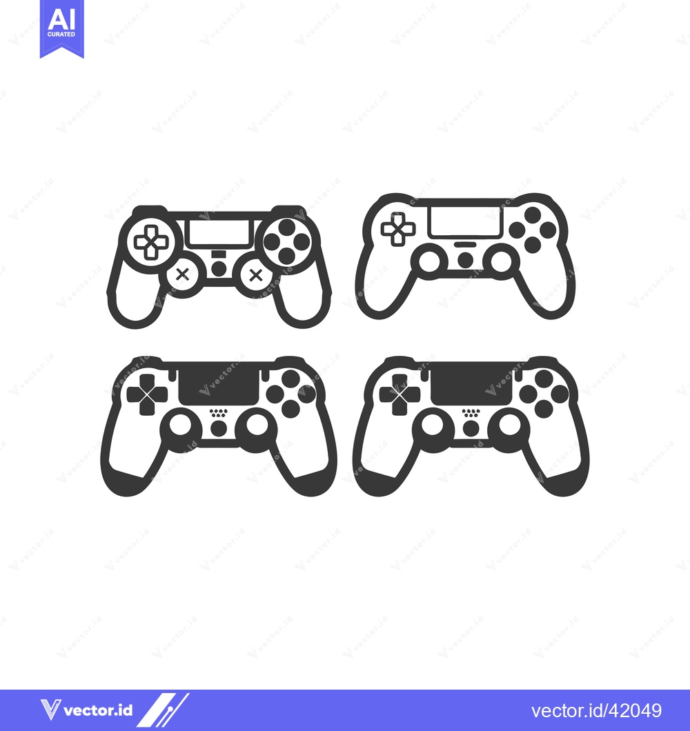 Premium Vector dari Four Black and White Video Game Controller Icons
