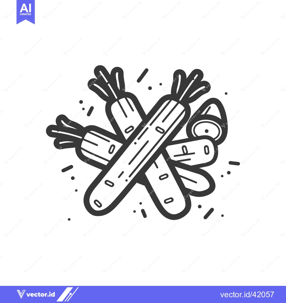 Premium Vector of Four Carrots With Green Tops In A Cross Shape