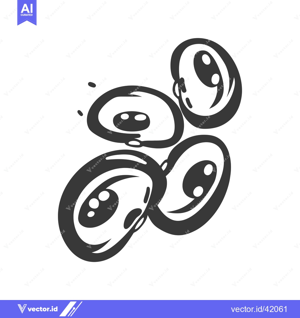 Premium Vector of Four Cartoon Eyes with White Pupils in Black and White