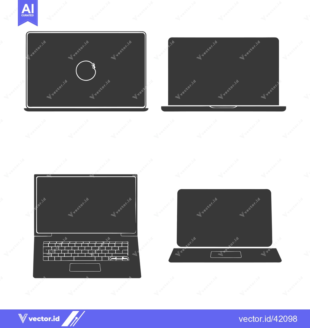 Premium Vector dari Four Different Perspectives of a Modern Laptop