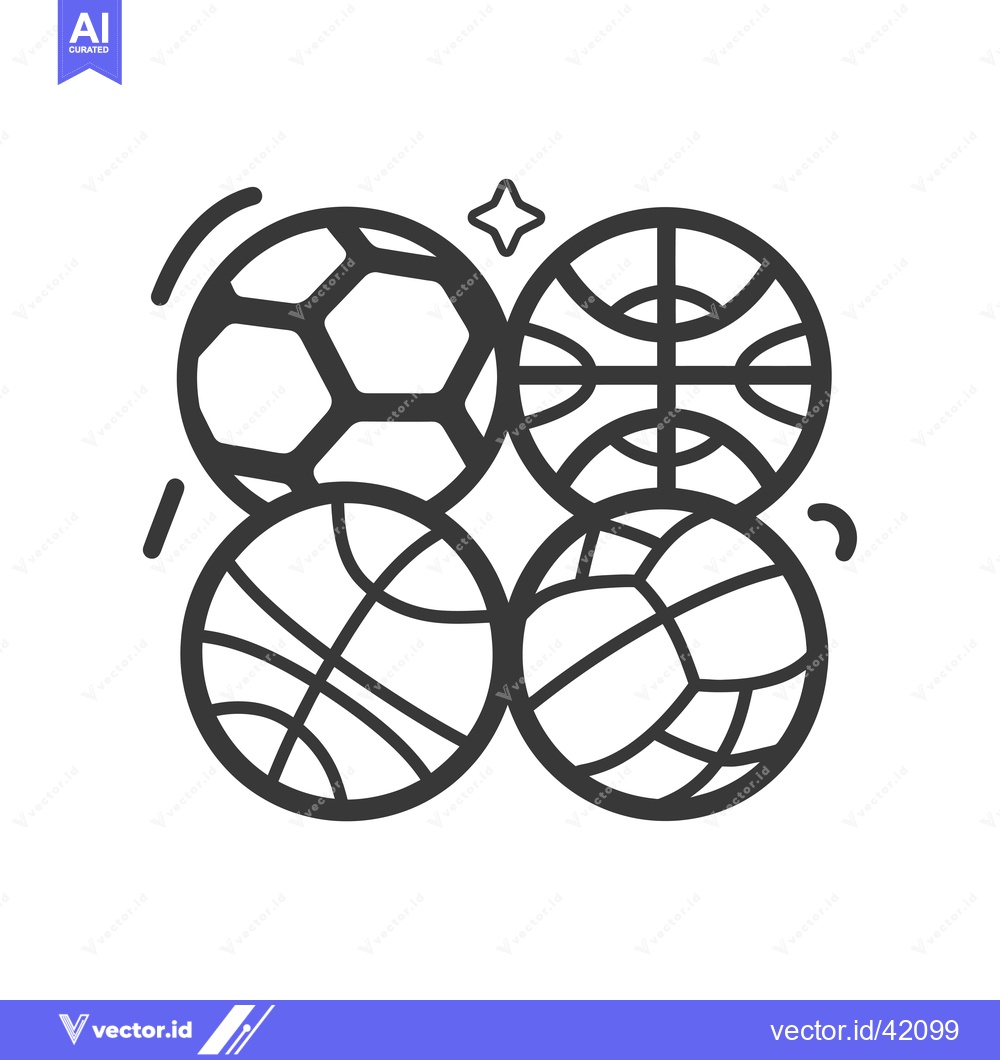 Premium Vector dari Four Different Sports Balls with a Shining Star