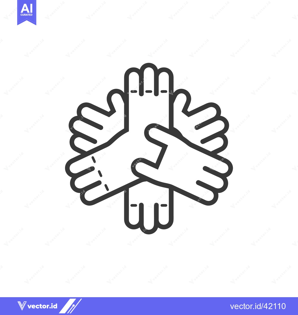 Premium Vector dari Four Hands Interlocked in a Circular Shape