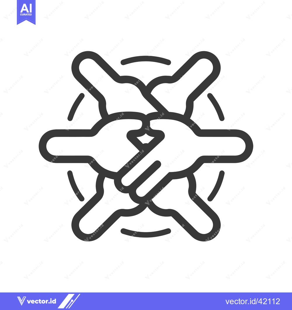 Premium Vector dari Four Hands Joined Together in Unity and Collaboration